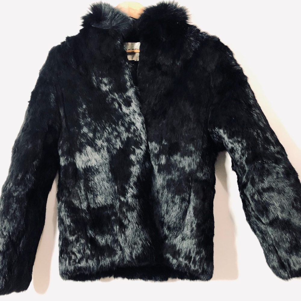 VTG Mademoiselle genuine black rabbit fur jacket, a plush fur SZ S. CC1